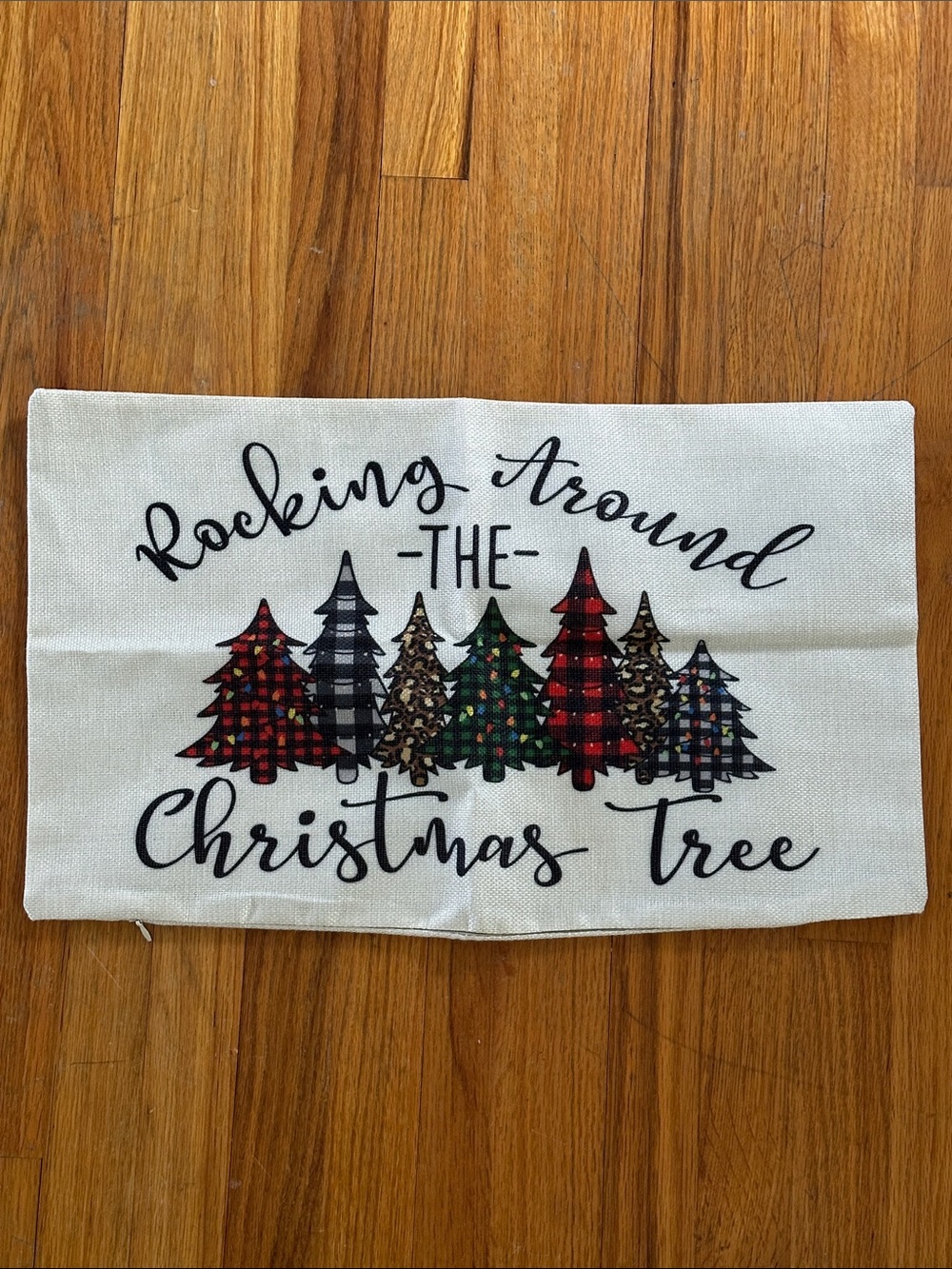 Christmas Rocking Around the Christmas Plaid Tree Canvas Pillow Cover 12 x 20